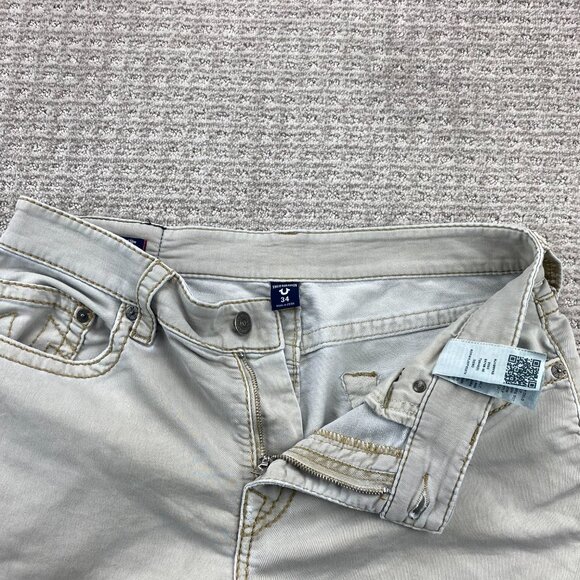 True Religion Geno Pants Men Size 34 Grayish Light Brown Relaxed Slim Stretchy - Picture 3 of 16